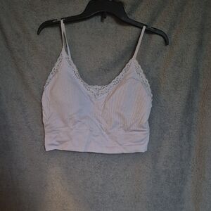 No Boundaries Lace Trim Bralette - Light Gray